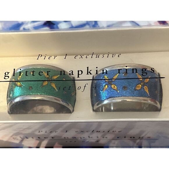 PIER 1 -Glitter Napkin Rings Set Of‎ 4 (New) - Picture 2 of 10